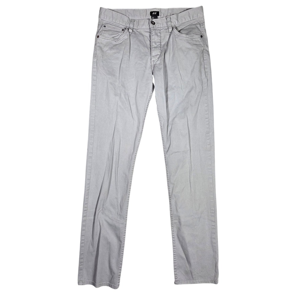 HM Womens Slim Fit Chino Pants Light Gray Stretch Cotton Size 31 Casual Basic